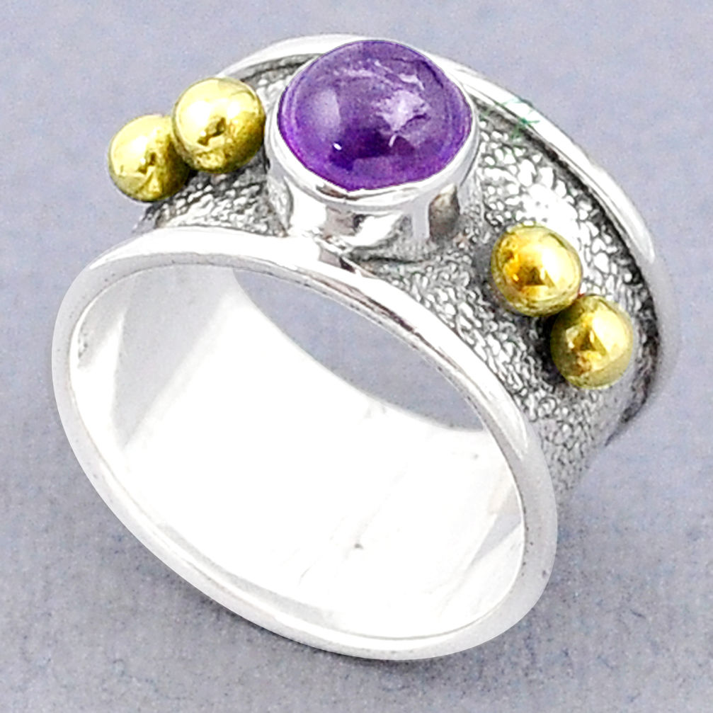 Clearance Sale- 1.21cts solitaire natural purple amethyst 925 silver band ring size 6 u29507