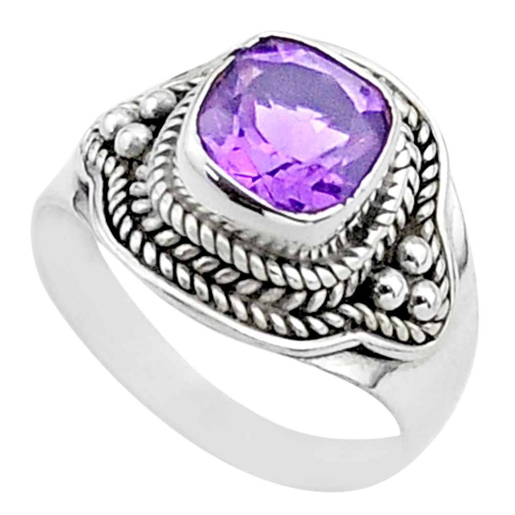 2.55cts solitaire natural purple amethyst 925 silver boho ring size 6 t37822