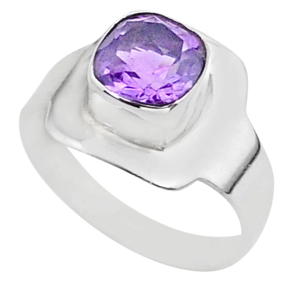 2.31cts solitaire natural purple amethyst 925 silver boho ring size 7 t37821