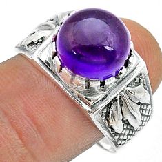 5.29cts solitaire natural purple amethyst 925 silver mens ring size 10 u71950