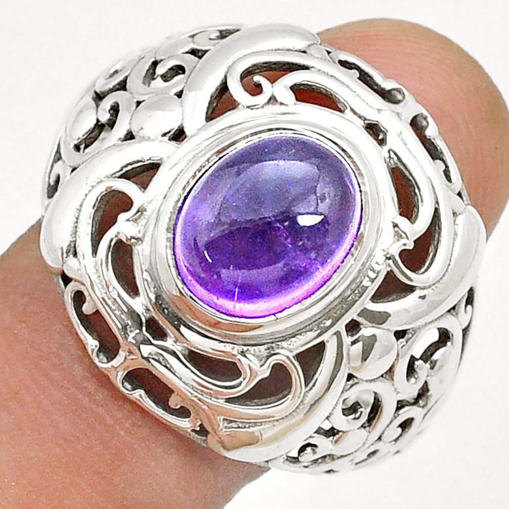 4.36cts solitaire natural purple amethyst 925 silver mens ring size 12 u72021