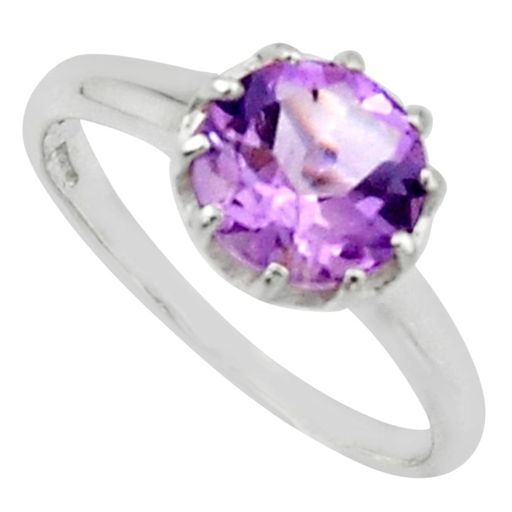 2.73cts solitaire natural purple amethyst 925 silver ring size 7.5 r40549