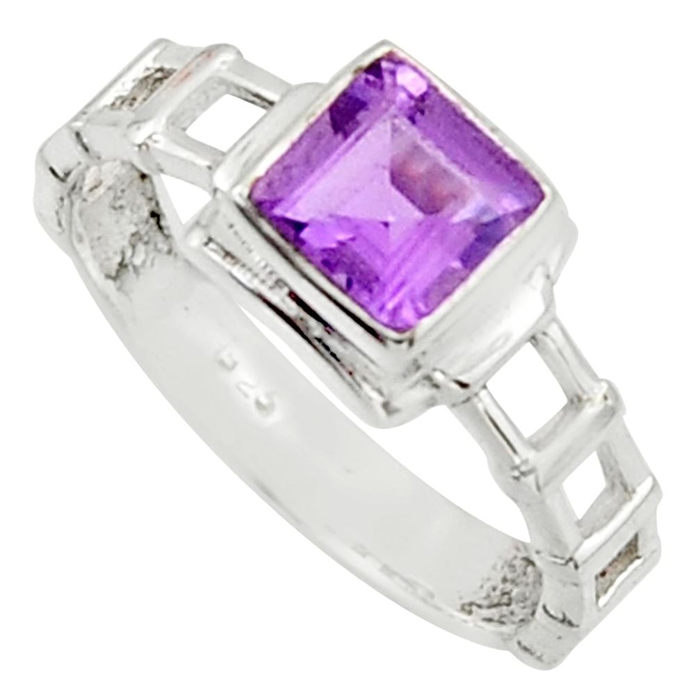 1.21cts solitaire natural purple amethyst 925 silver ring size 7.5 r40605