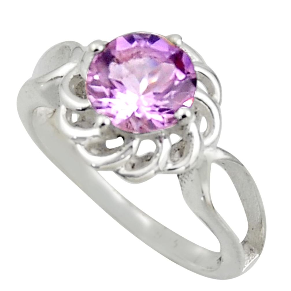 3.13cts solitaire natural purple amethyst 925 silver ring size 7.5 r41905