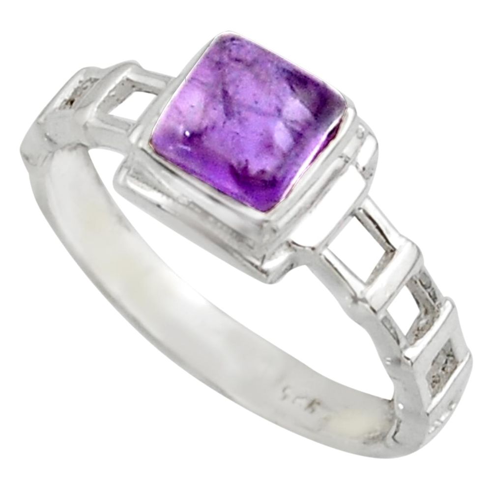 1.30cts solitaire natural purple amethyst 925 silver ring size 8.5 r41929