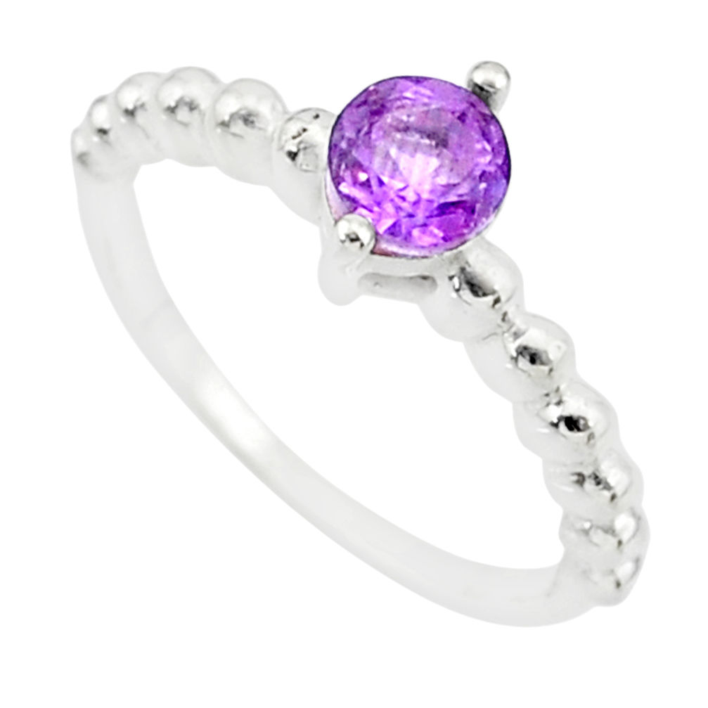 0.90cts solitaire natural purple amethyst 925 silver ring size 7.5 r87192