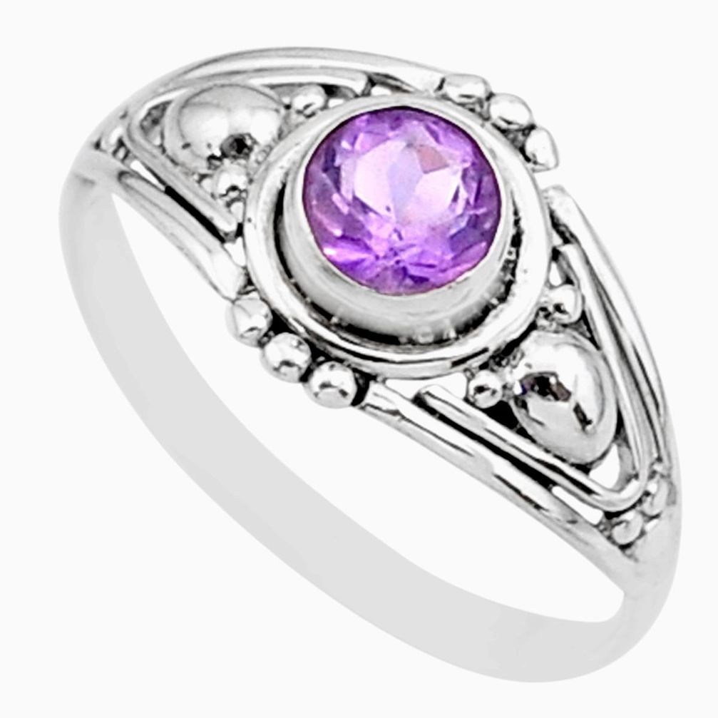 0.74cts solitaire natural purple amethyst 925 silver ring size 5.5 r87297