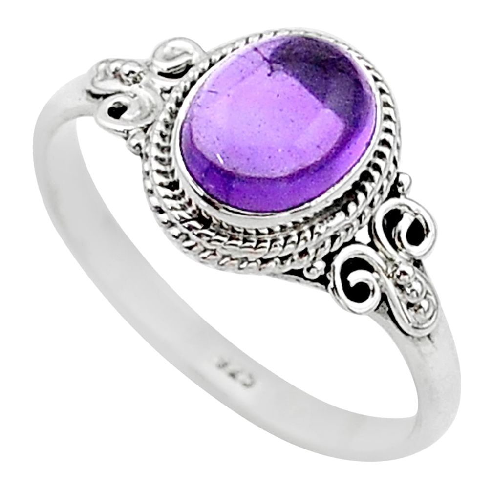 3.09cts solitaire natural purple amethyst 925 silver ring size 10 t11317