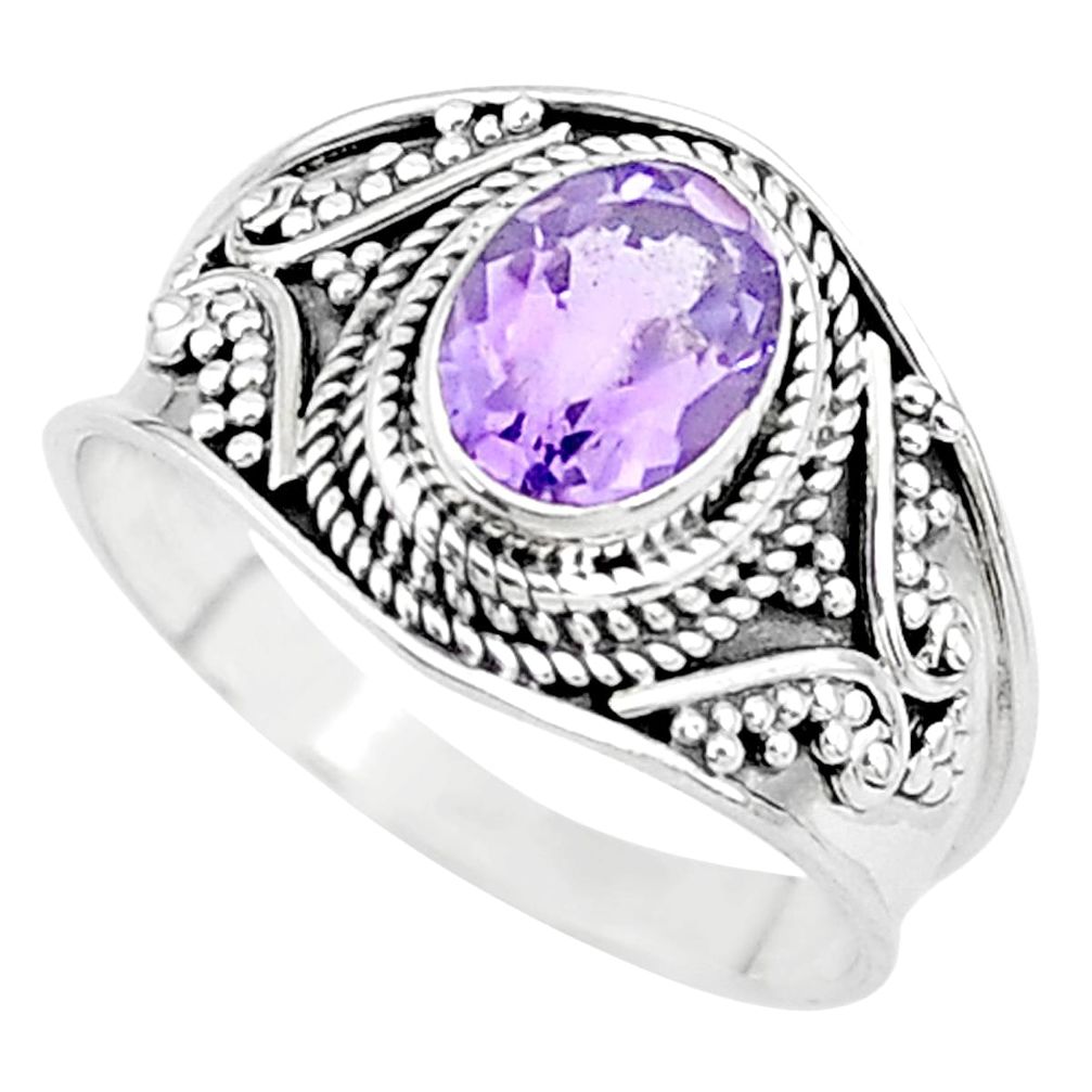 2.14cts solitaire natural purple amethyst 925 silver ring size 8.5 t10113