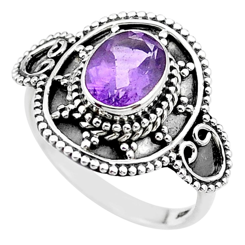 2.07cts solitaire natural purple amethyst 925 silver ring size 7.5 t19901