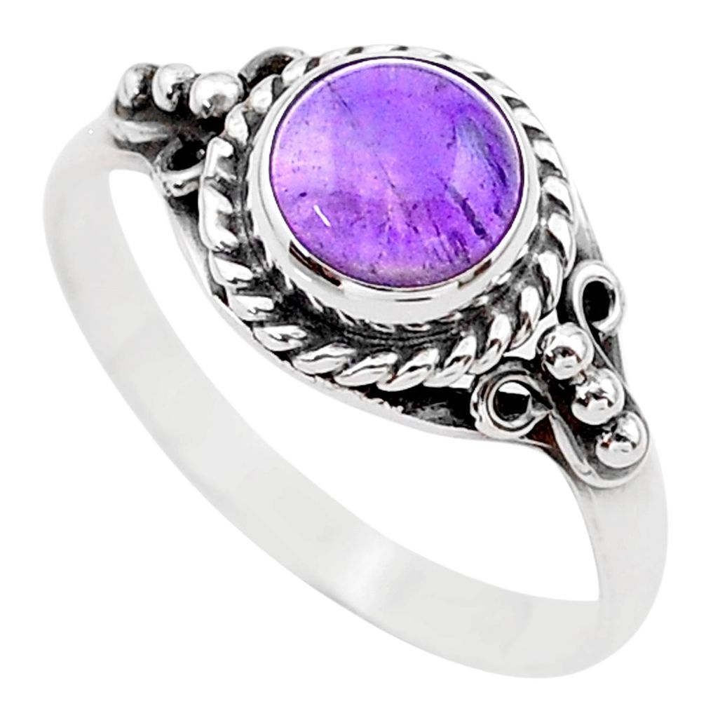 e natural purple amethyst 925 silver ring size 8.5 t26101