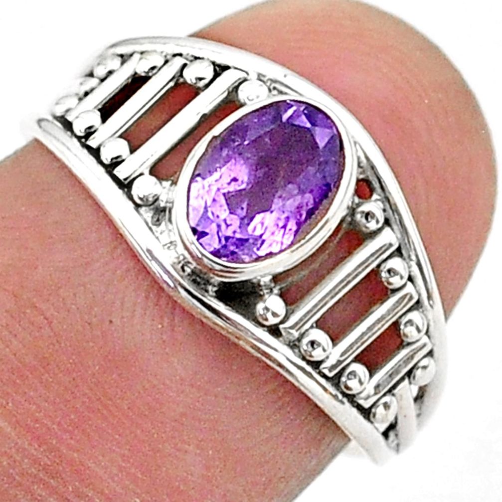 1.32cts solitaire natural purple amethyst 925 silver ring size 6.5 t39981