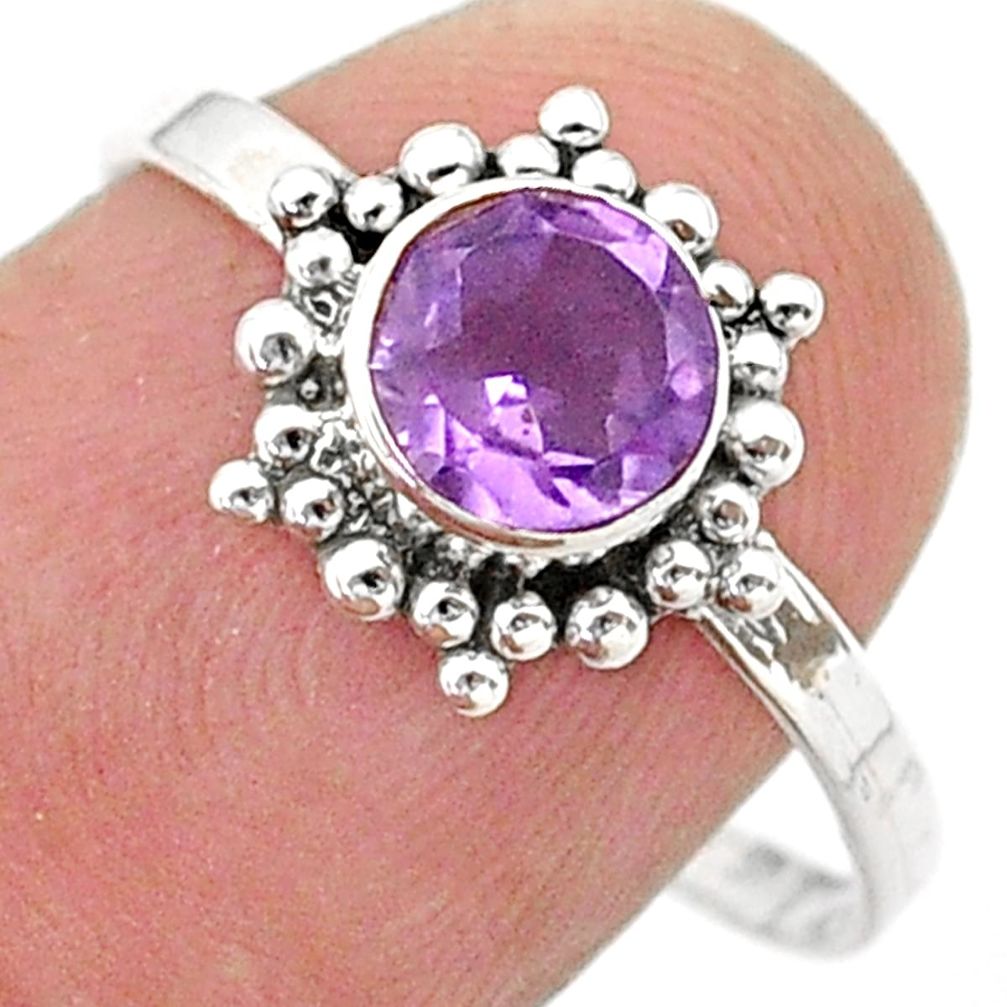 e natural purple amethyst 925 silver ring size 8.5 t40041