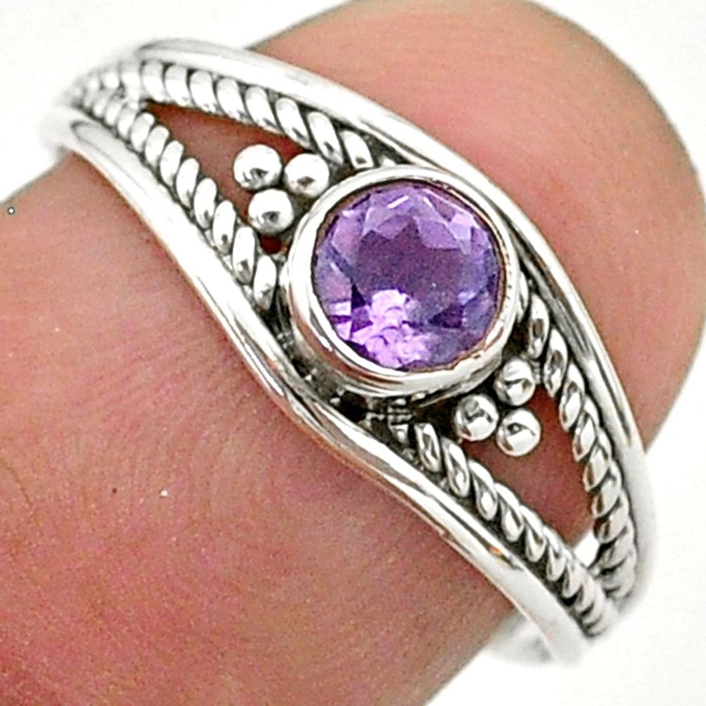 e natural purple amethyst 925 silver ring size 7.5 t40161