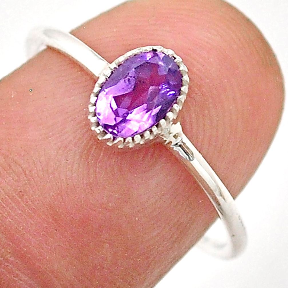 e natural purple amethyst 925 silver ring size 7.5 t66757