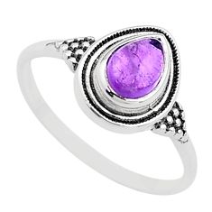 2.10cts solitaire natural purple amethyst 925 silver ring size 8.5 t69215
