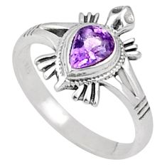 1.50cts solitaire natural purple amethyst 925 silver tortoise ring size 8 u4838