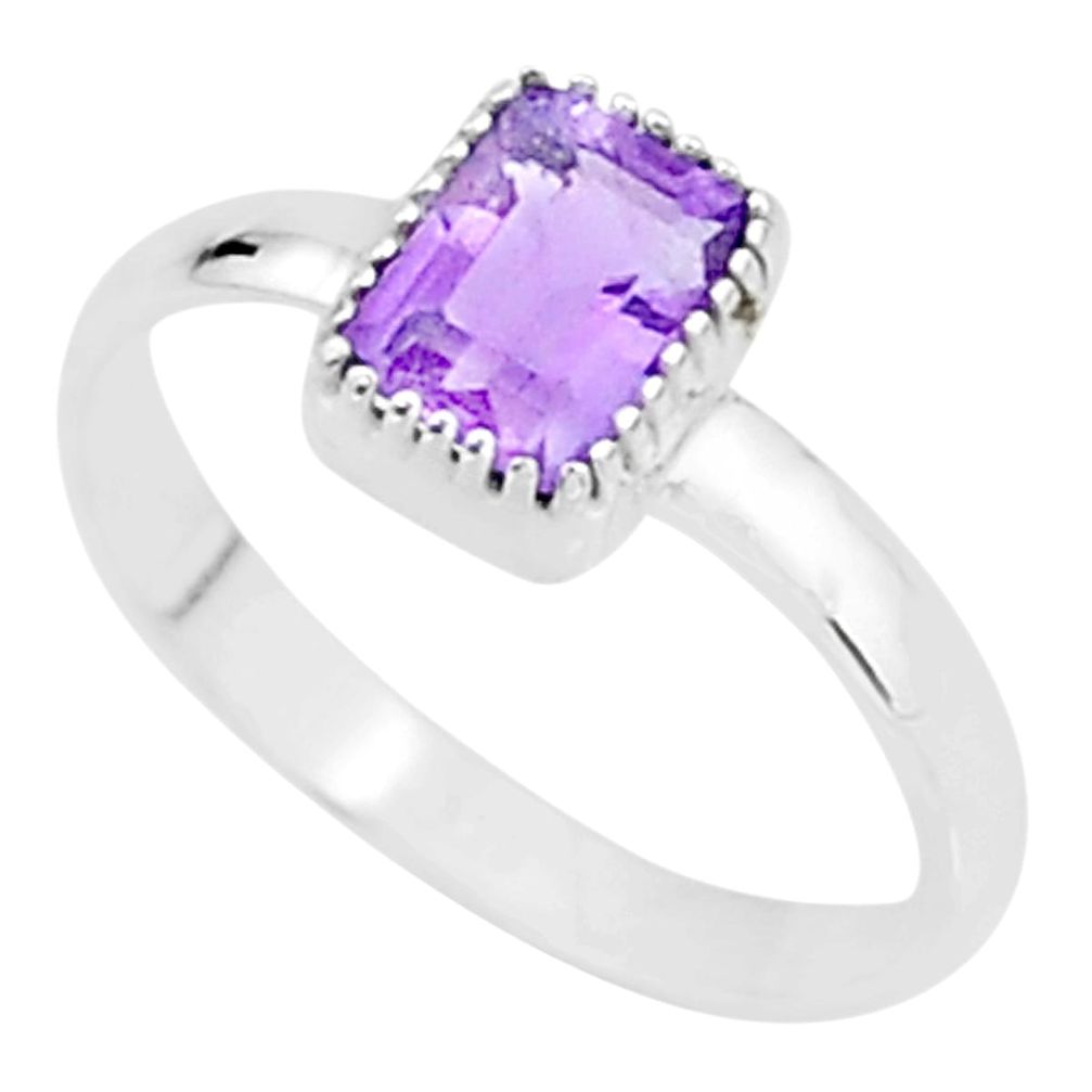 1.42cts solitaire natural purple amethyst 925 sterling silver ring size 10 t7393