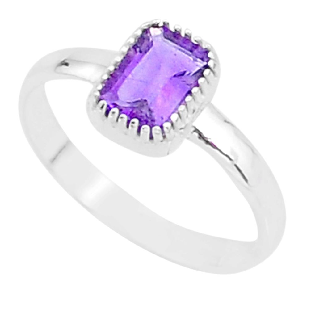 1.47cts solitaire natural purple amethyst 925 sterling silver ring size 10 t7411