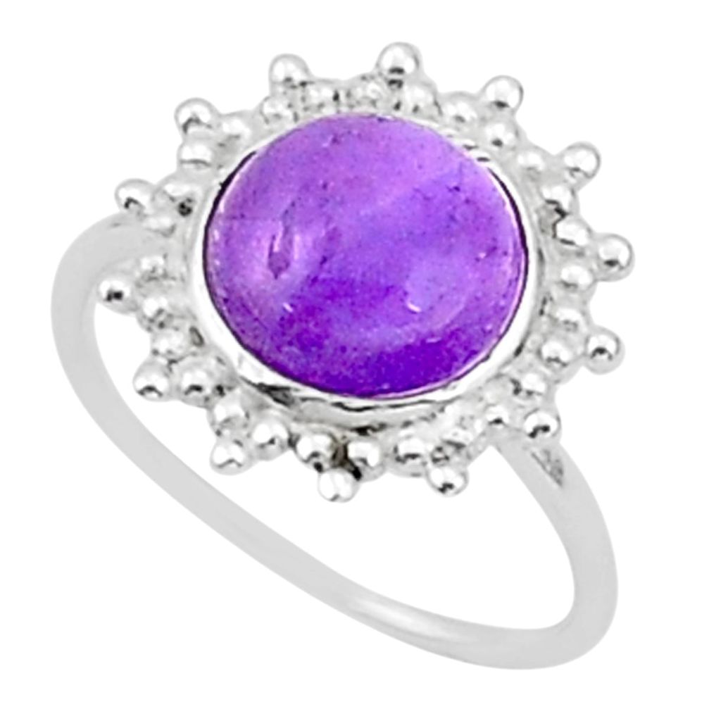 5.08cts solitaire natural purple amethyst 925 sterling silver ring size 6 t1596