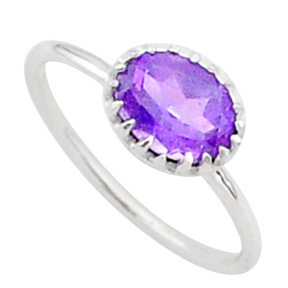 2.08cts solitaire natural purple amethyst 925 sterling silver ring size 6 t37900