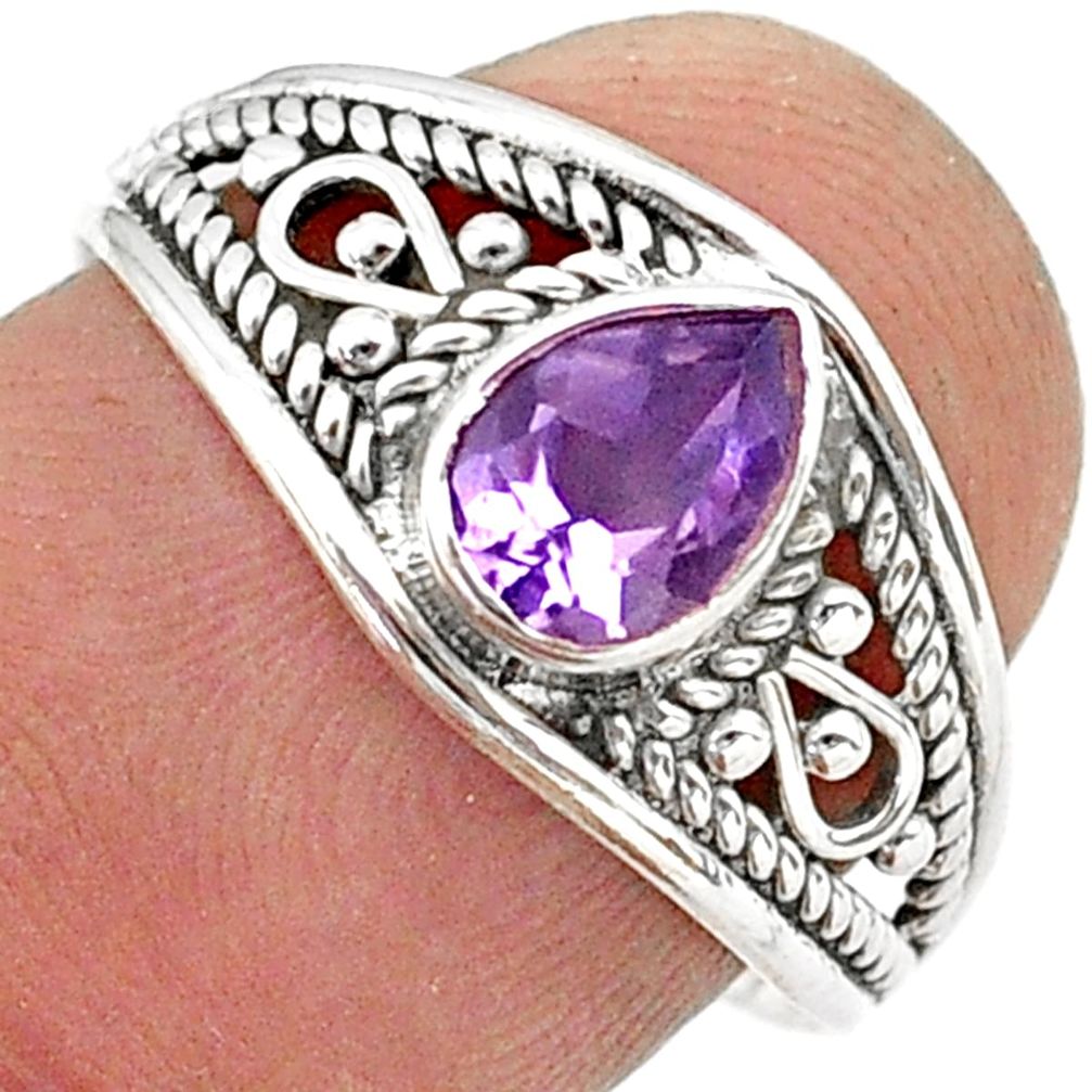 1.57cts solitaire natural purple amethyst 925 sterling silver ring size 6 t40064