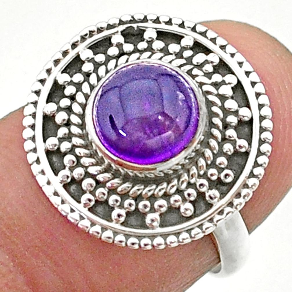 e natural purple amethyst 925 sterling silver ring size 6 t41431