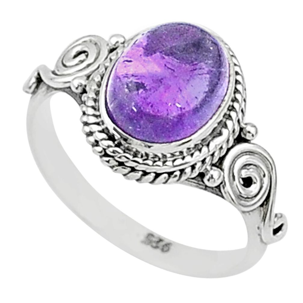 3.12cts solitaire natural purple amethyst 925 sterling silver ring size 6 t5018