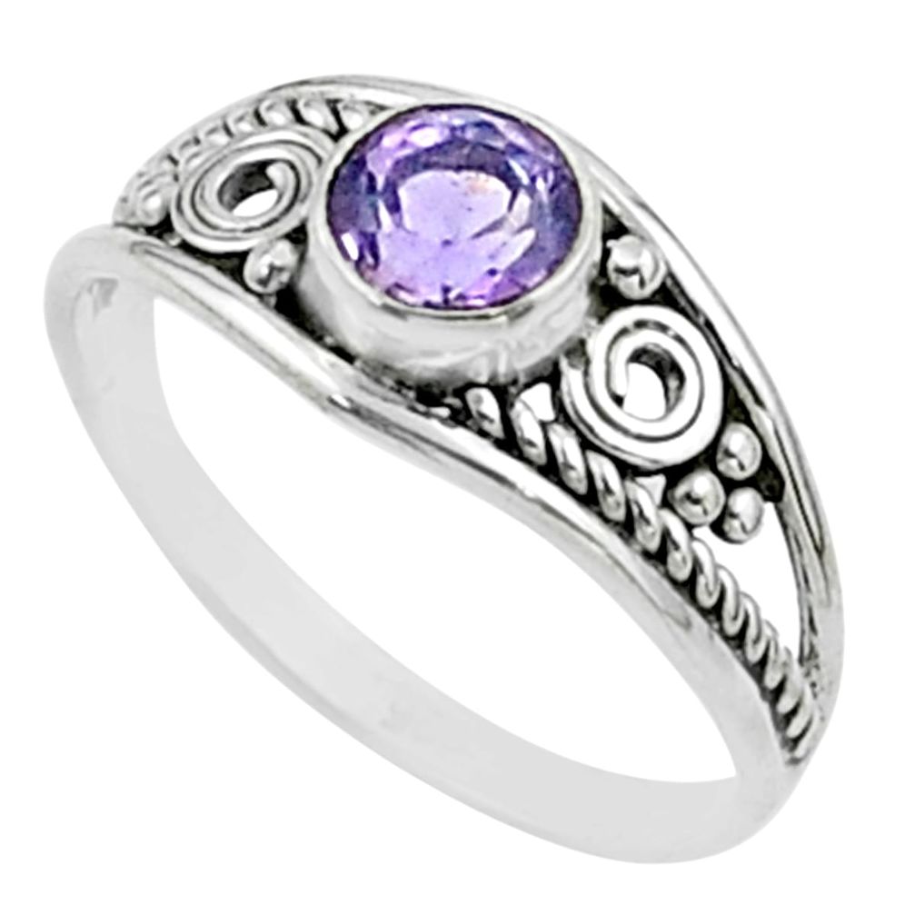 0.83cts solitaire natural purple amethyst 925 sterling silver ring size 6 t51913
