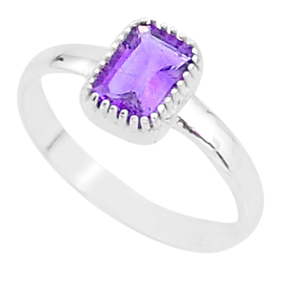 1.39cts solitaire natural purple amethyst 925 sterling silver ring size 6 t7412