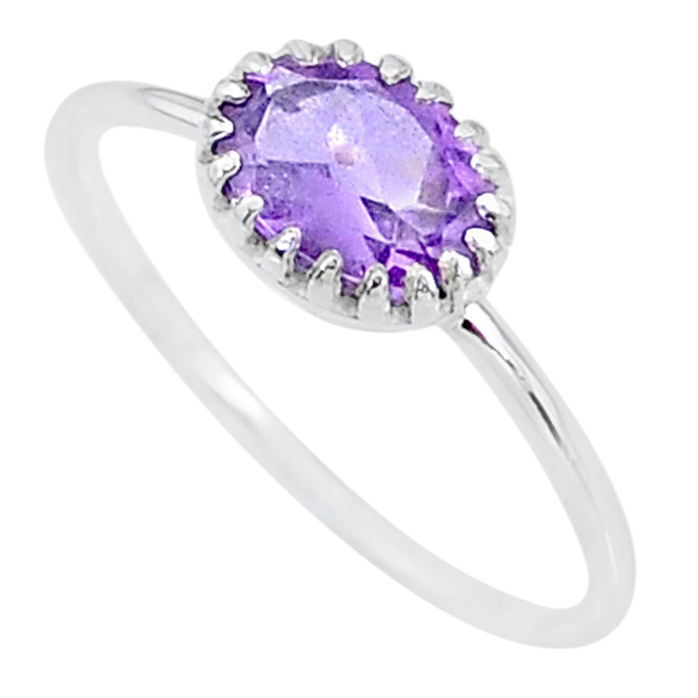 1.84cts solitaire natural purple amethyst 925 sterling silver ring size 6 t8968