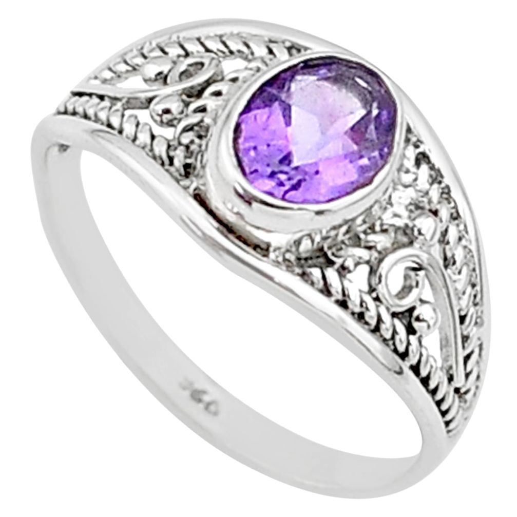 1.43cts natural cut amethyst silver graduation handmade ring size 6 t9287