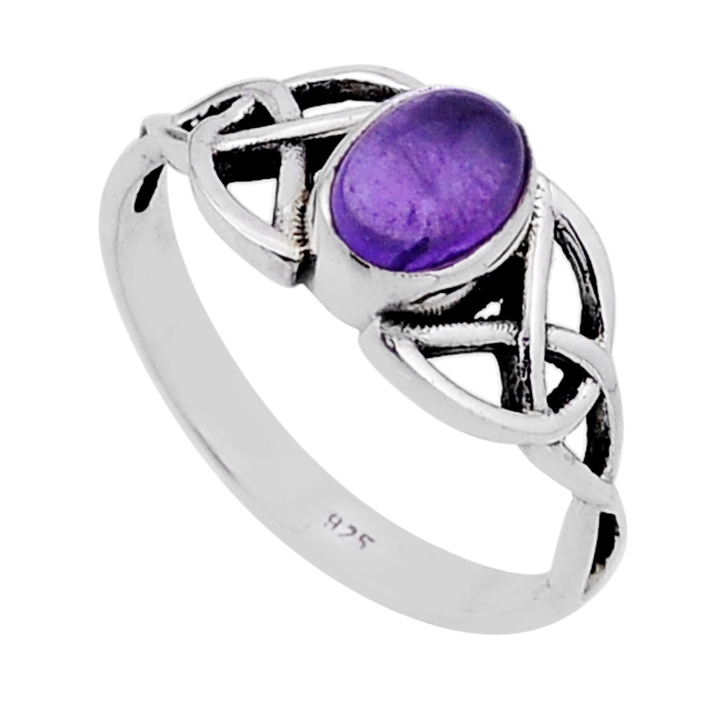 1.39cts solitaire natural purple amethyst 925 sterling silver ring size 7 n54753