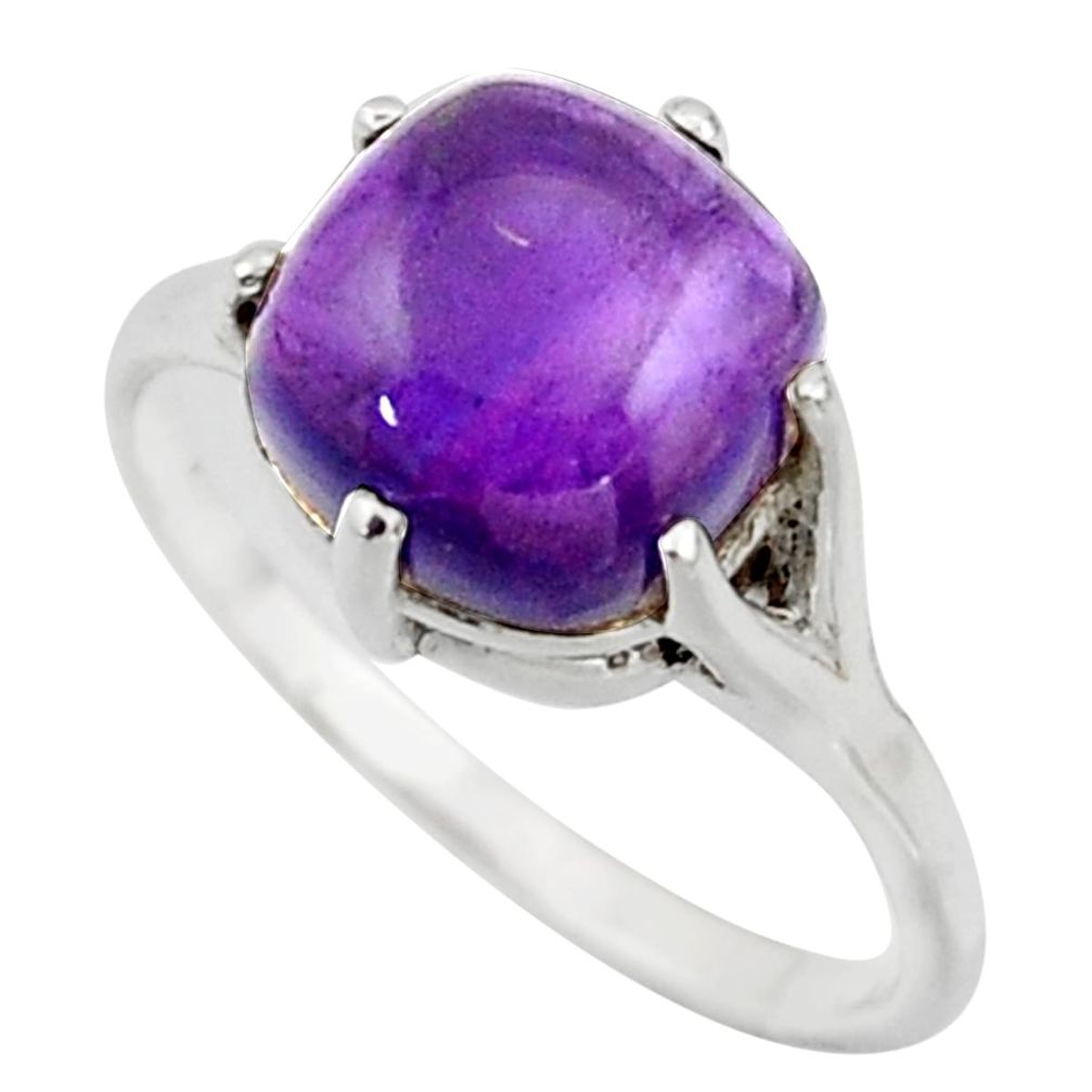 4.88cts solitaire natural purple amethyst 925 sterling silver ring size 7 r41924