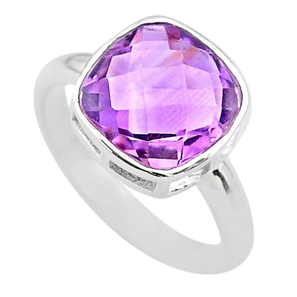5.22cts moon natural purple amethyst 925 sterling silver ring size 7 t22129