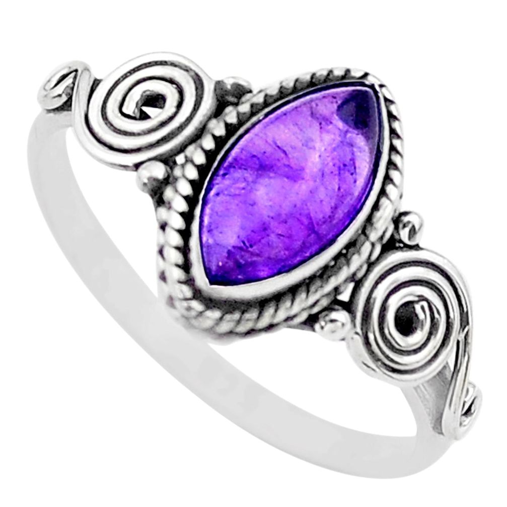 2.42cts solitaire natural purple amethyst 925 sterling silver ring size 7 t26242
