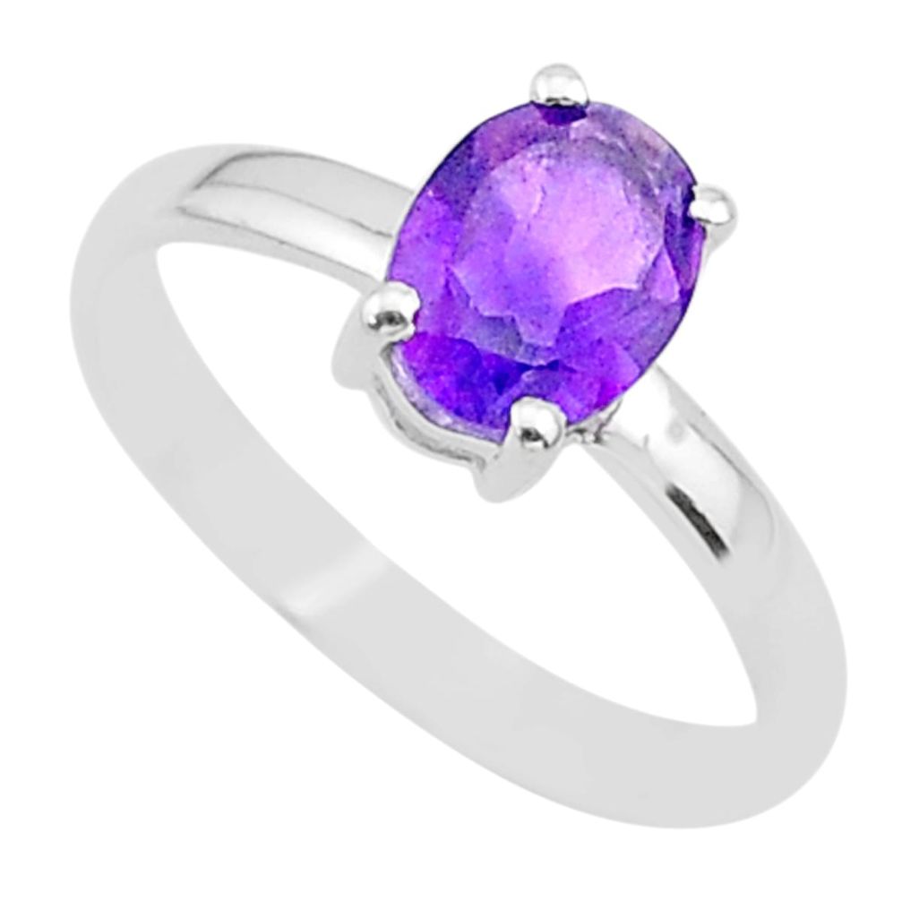 2.04cts solitaire natural purple amethyst 925 sterling silver ring size 7 t33741