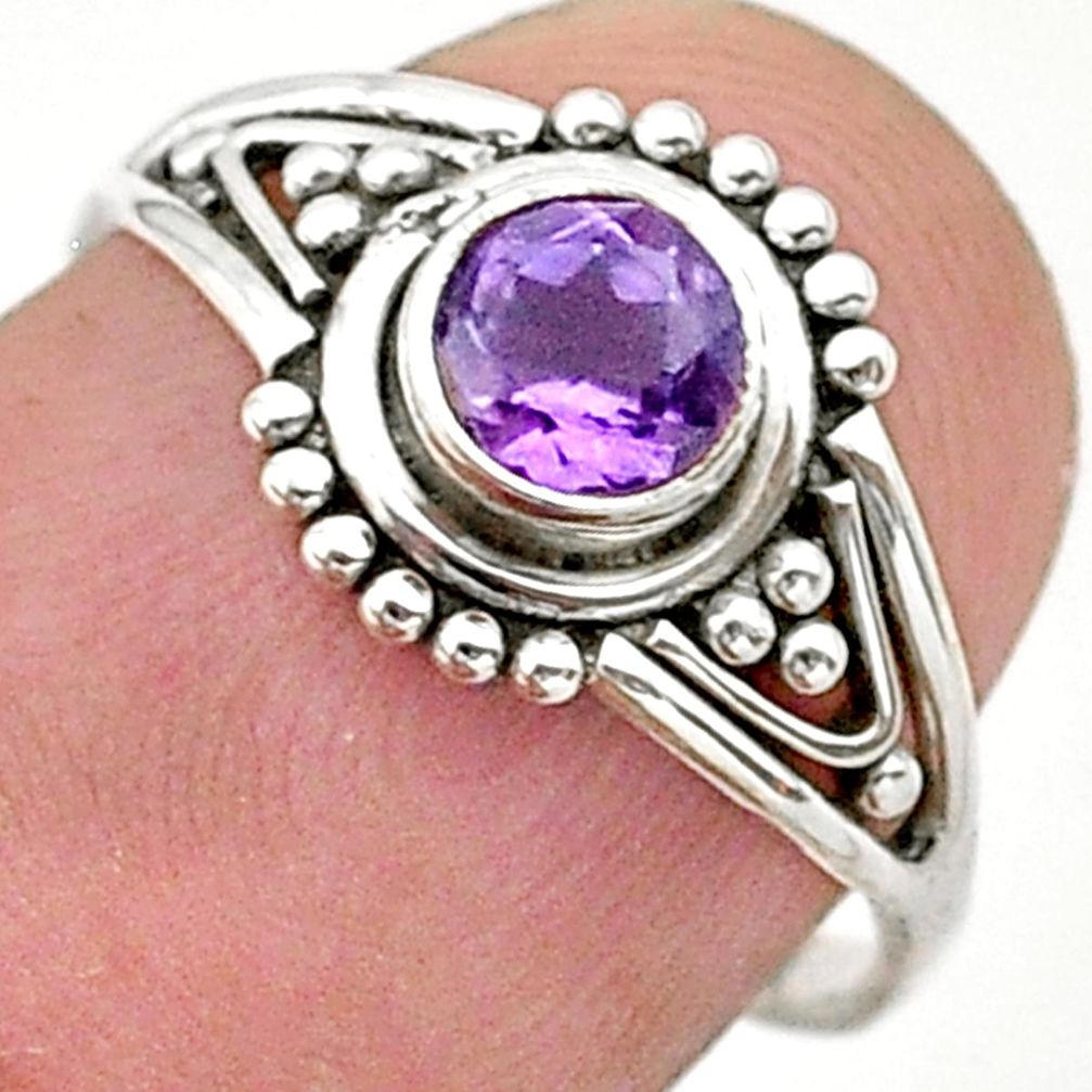 0.74cts solitaire natural purple amethyst 925 sterling silver ring size 7 t40122