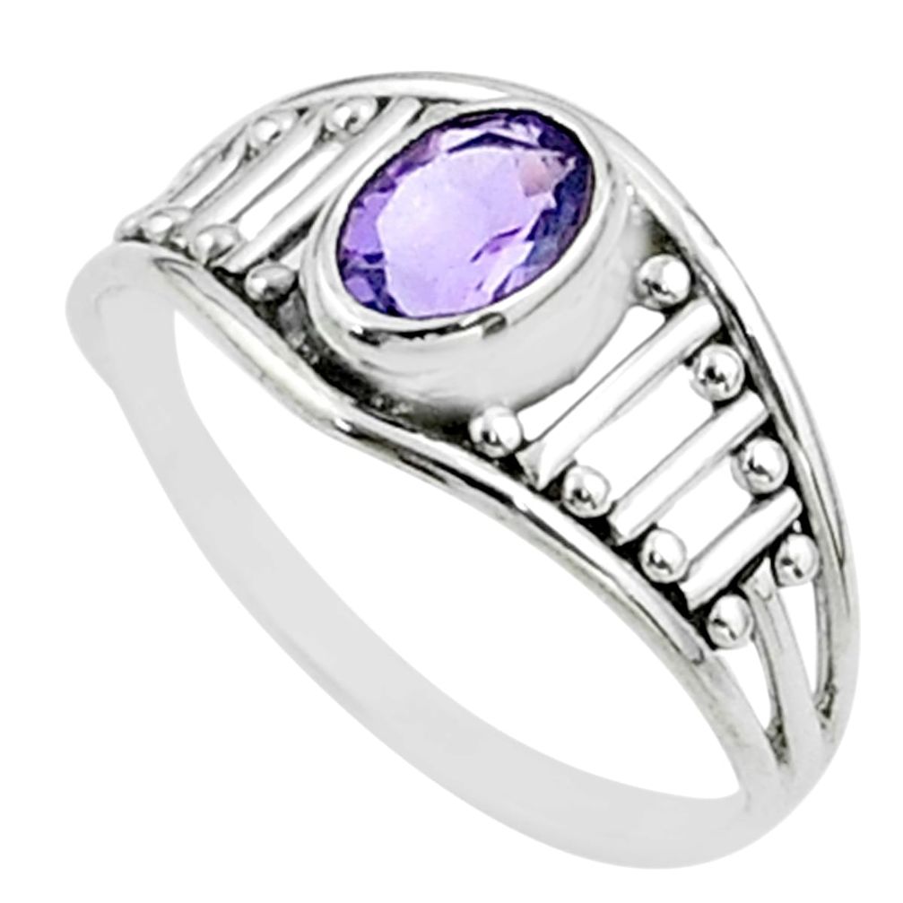 1.47cts solitaire natural purple amethyst 925 sterling silver ring size 7 t52060