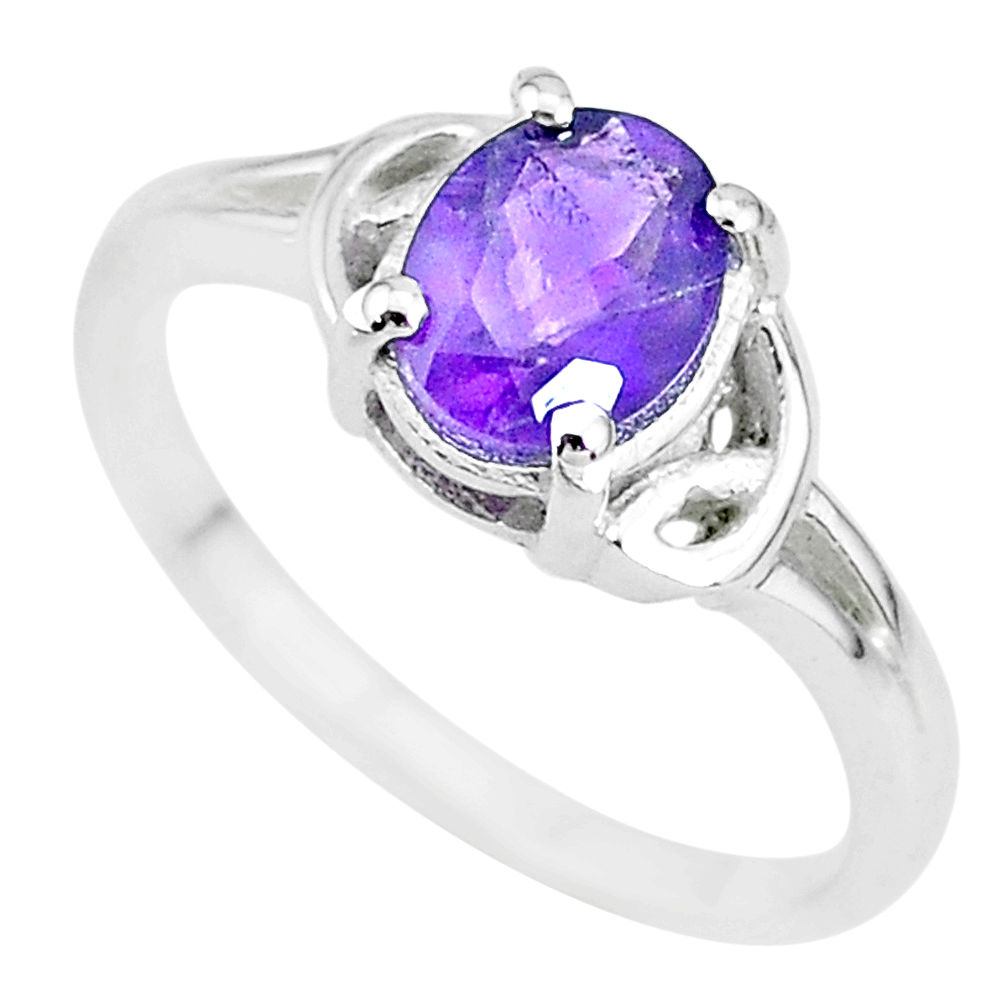 2.12cts solitaire natural purple amethyst 925 sterling silver ring size 7 t7974
