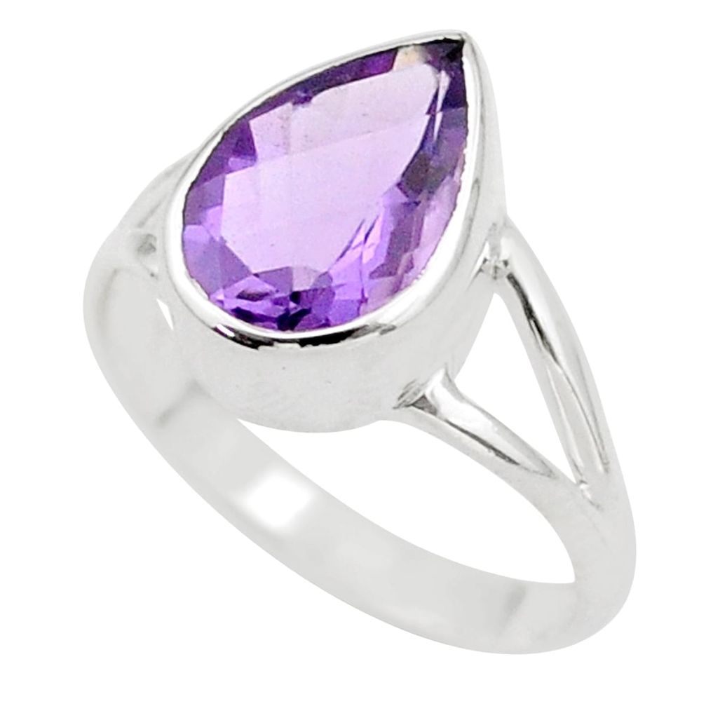 3.93cts solitaire natural purple amethyst 925 sterling silver ring size 7 t90390