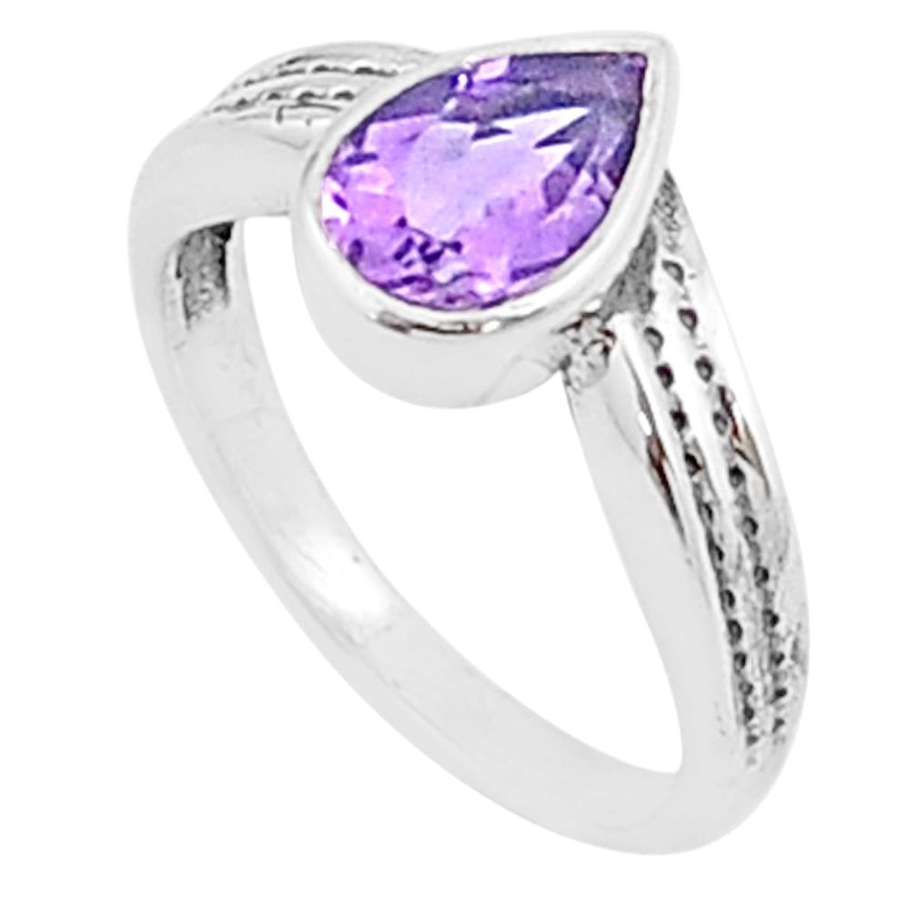 2.42cts solitaire natural purple amethyst 925 sterling silver ring size 7 u23918