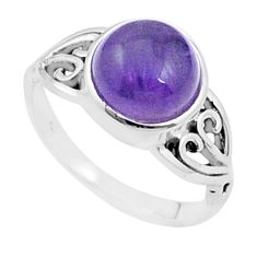 4.96cts solitaire natural purple amethyst 925 sterling silver ring size 7 u49768