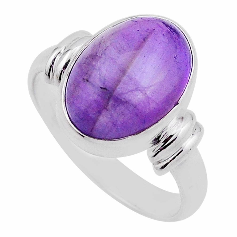 5.13cts solitaire natural purple amethyst 925 sterling silver ring size 8 n41378