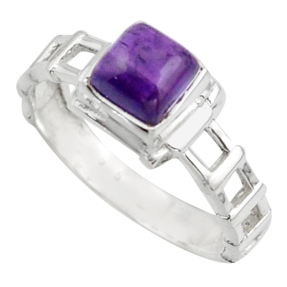 1.30cts solitaire natural purple amethyst 925 sterling silver ring size 8 r41930