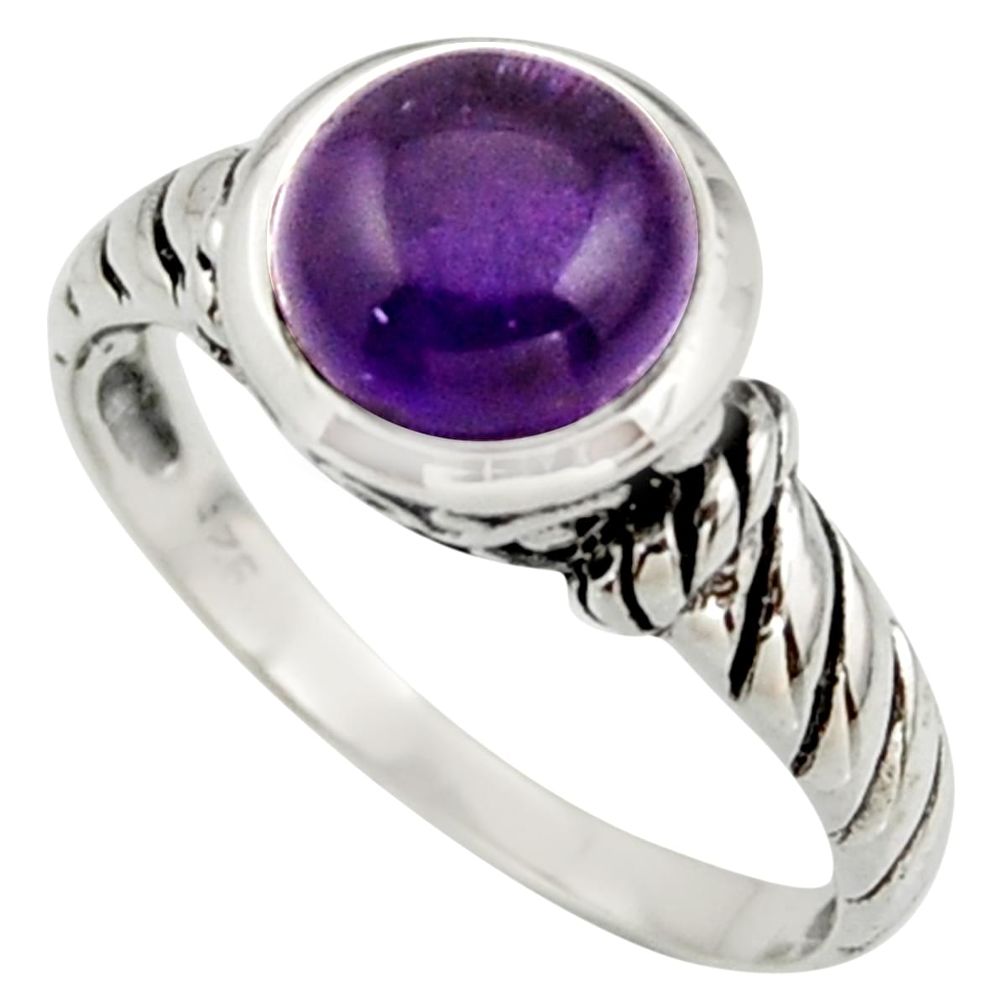 2.97cts solitaire natural purple amethyst 925 sterling silver ring size 8 r41963
