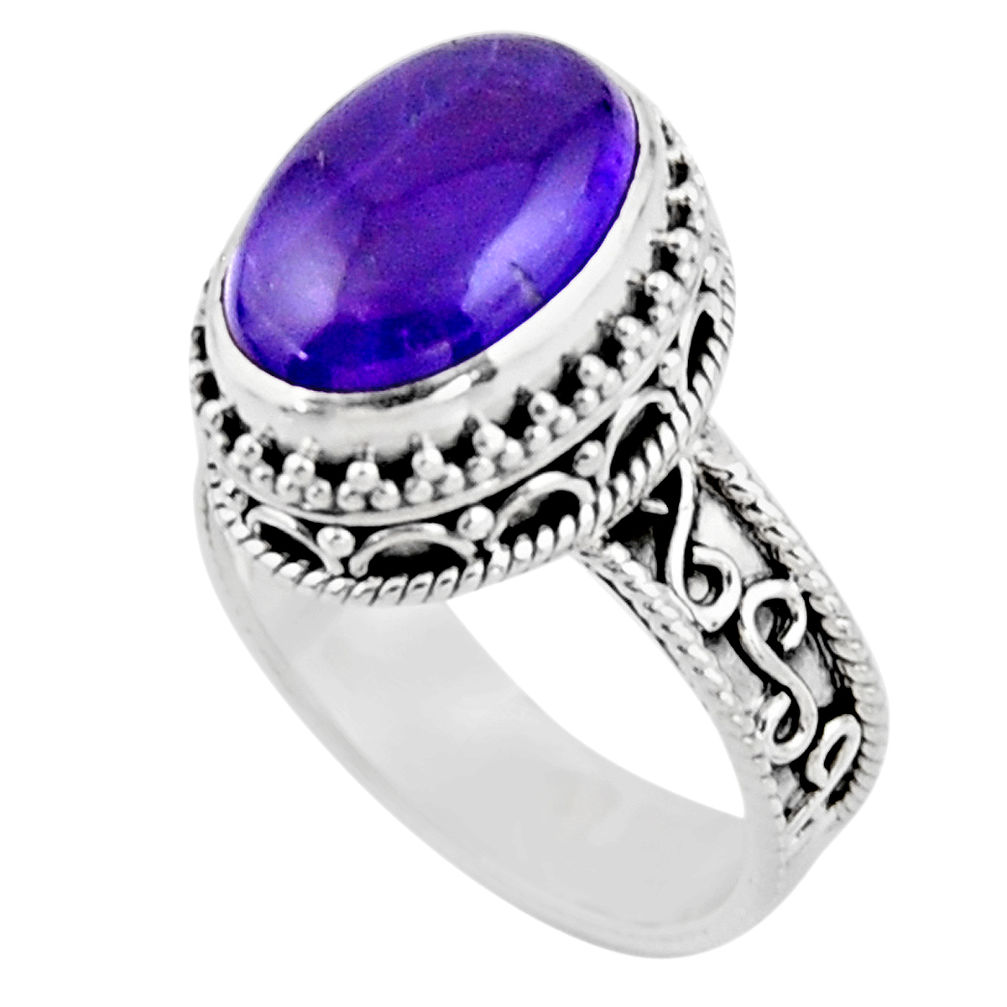 6.76cts solitaire natural purple amethyst 925 sterling silver ring size 8 r51825