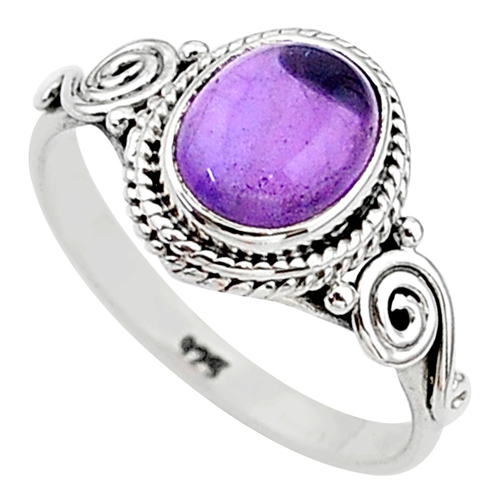 e natural purple amethyst 925 sterling silver ring size 8 t11309