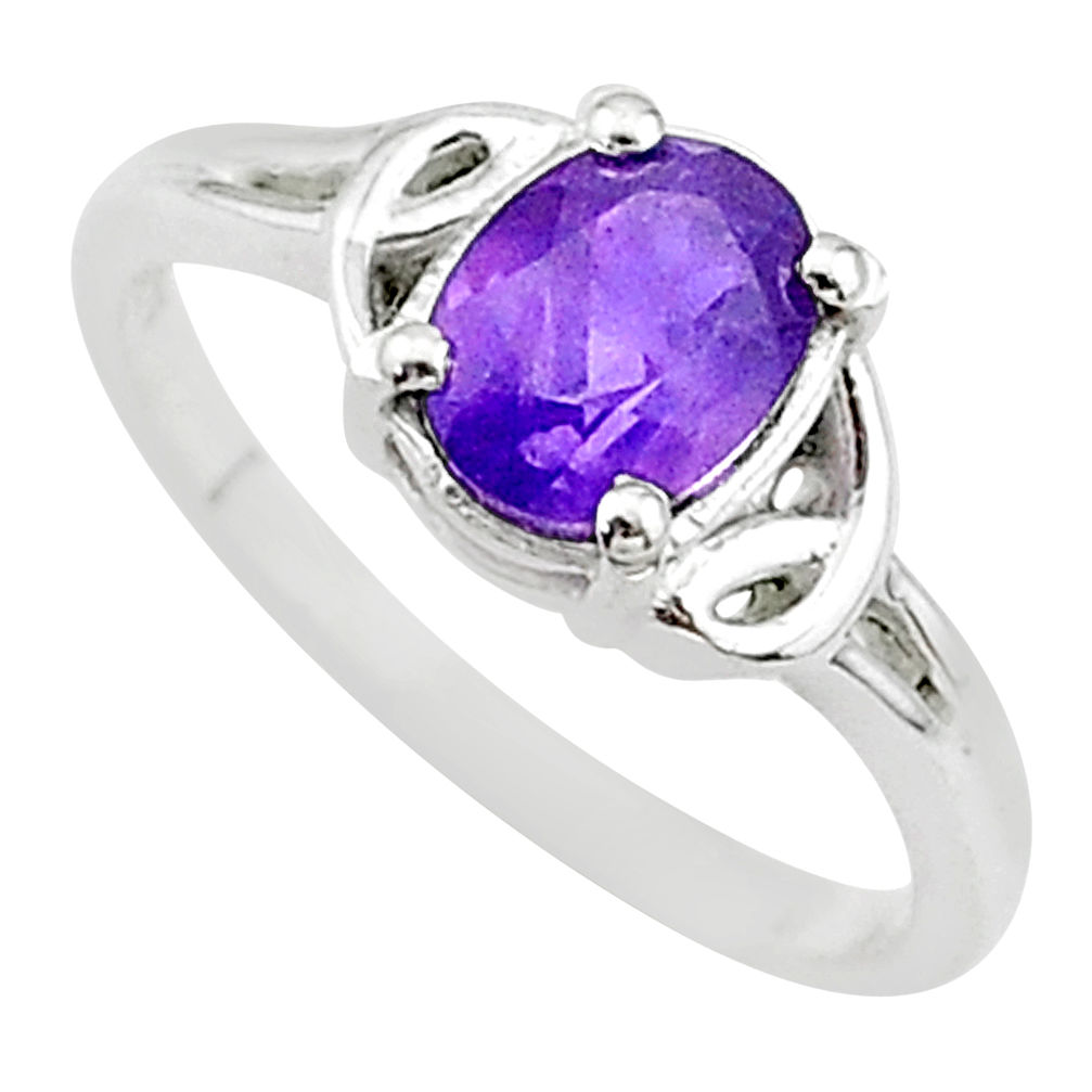 2.42cts solitaire natural purple amethyst 925 sterling silver ring size 8 t14801