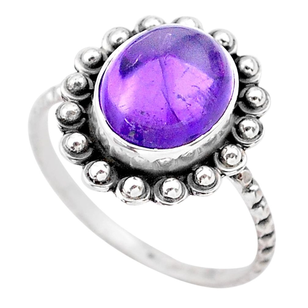 3.94cts solitaire natural purple amethyst 925 sterling silver ring size 8 t25341